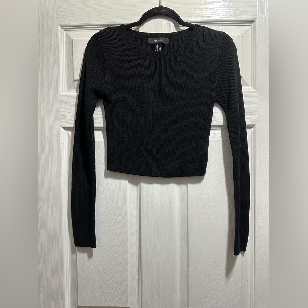 Forever 21 Black Fitted Crop Top